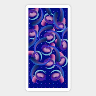 Unicellular organism, psychedelic composition on blue Sticker